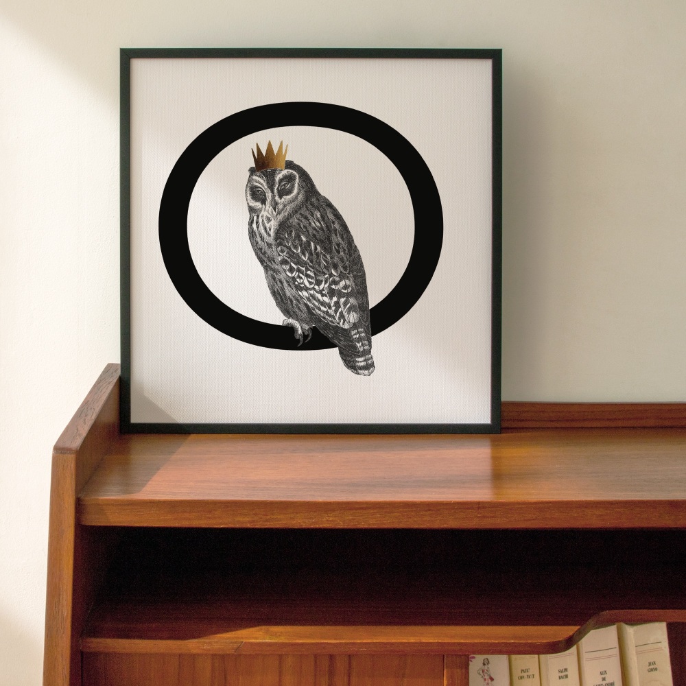 O is for Owl Personalised Initial print