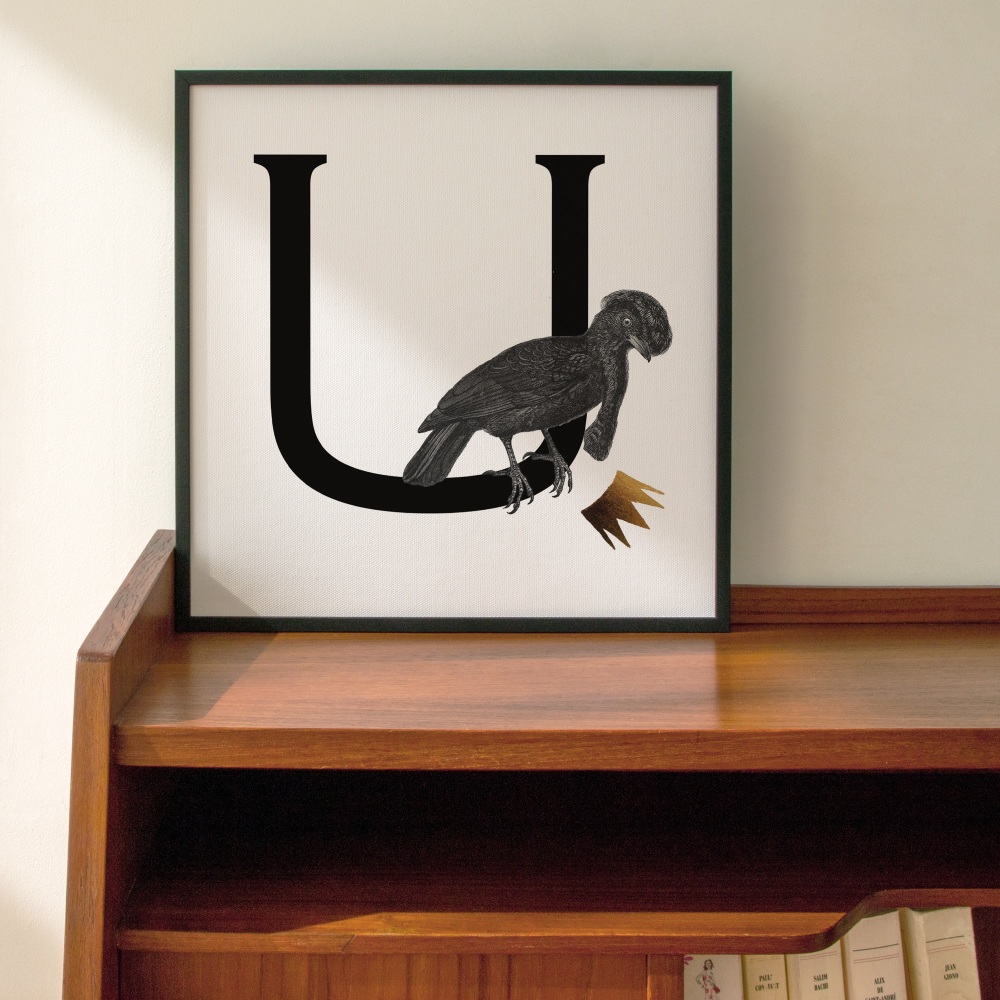 U is for Umbrellabird Personalised Initial print