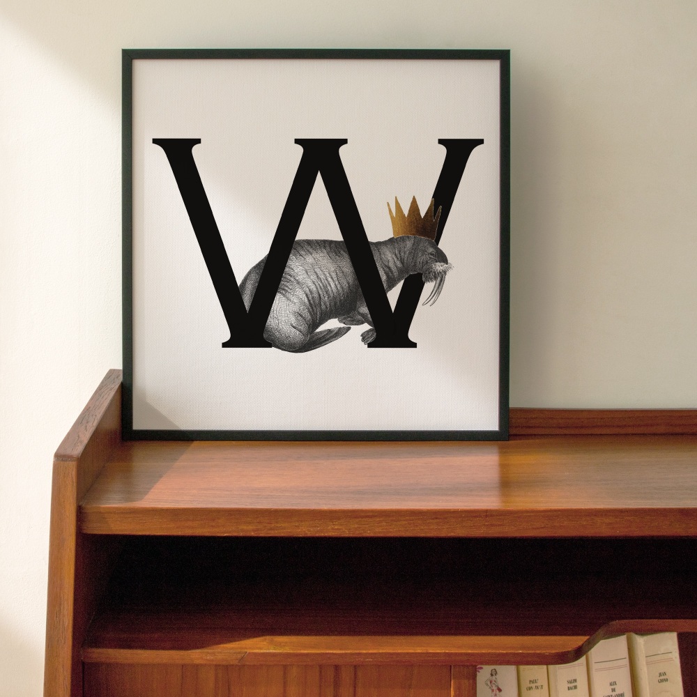 W is for Walrus Personalised Initial print