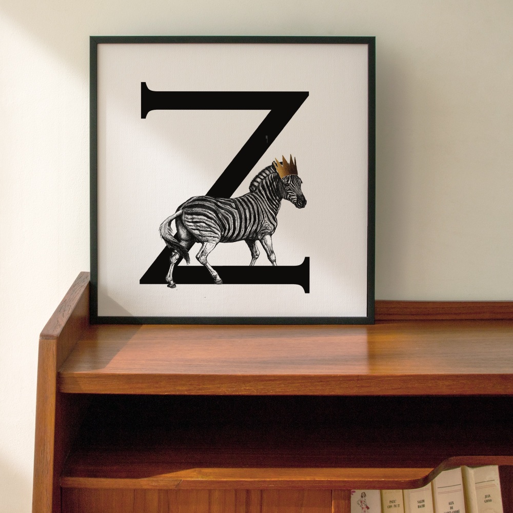Z is for Zebra Personalised Initial print