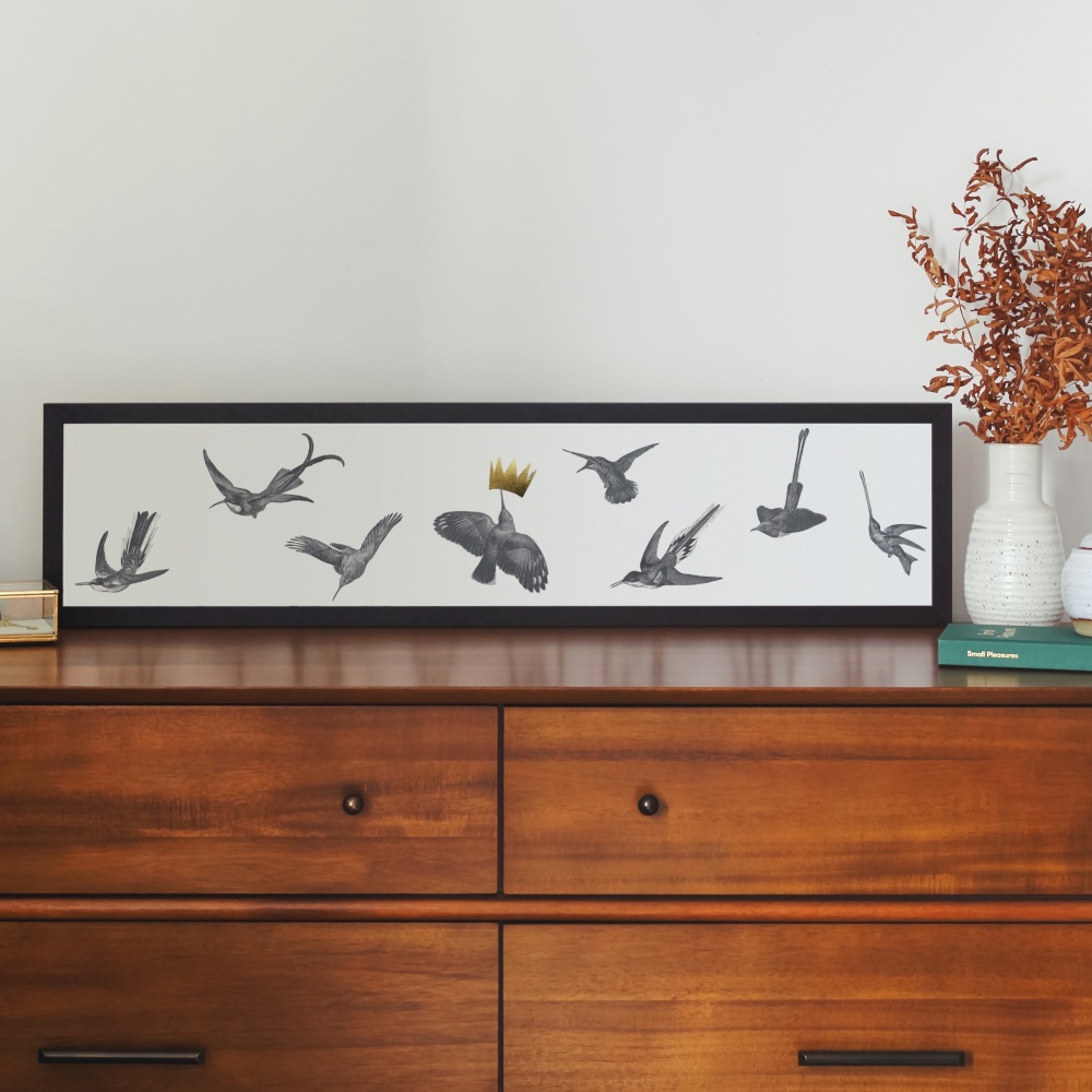 Hummingbirds hand-gilded print