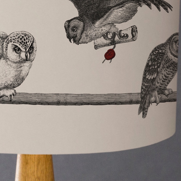 Small - Morning Delivery - Owls Lampshade