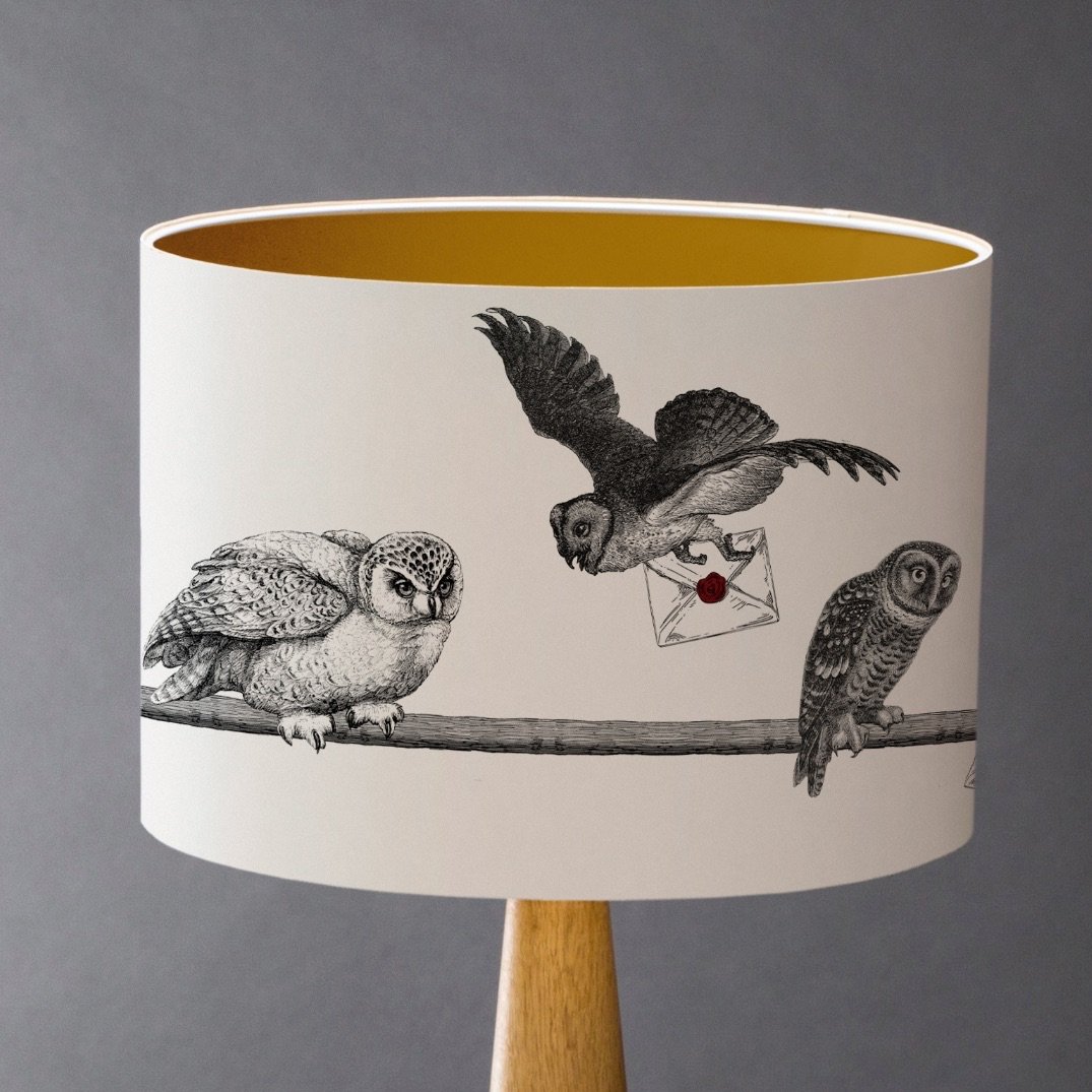 Medium - Morning Delivery - Owls Lampshade