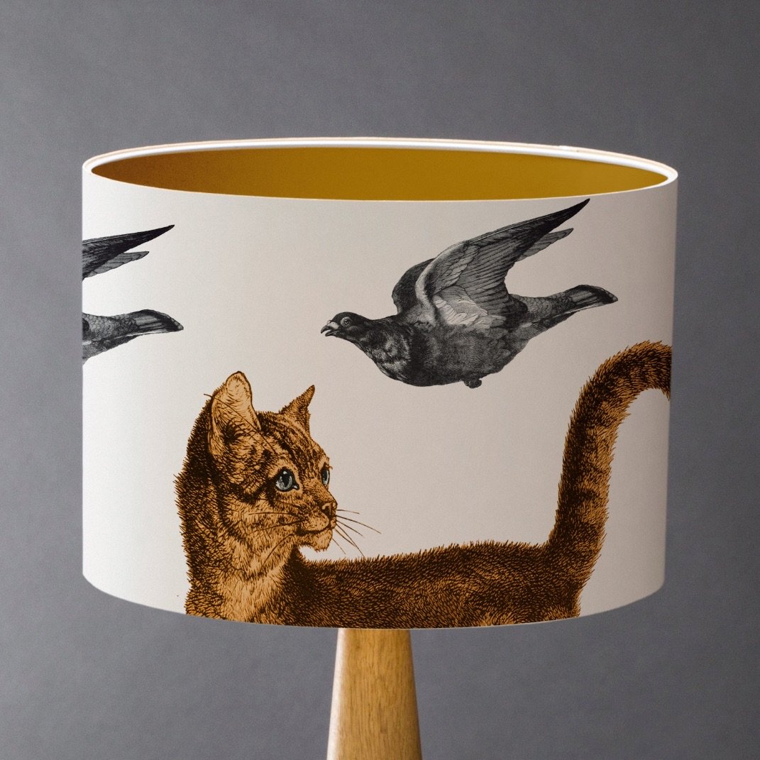 Medium - Cat Amongst the Pigeons Lampshade