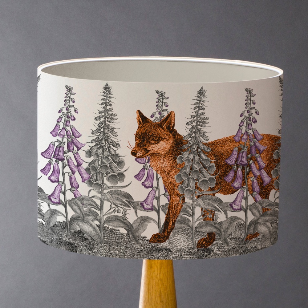 Small - Fox in Foxgloves Lampshade