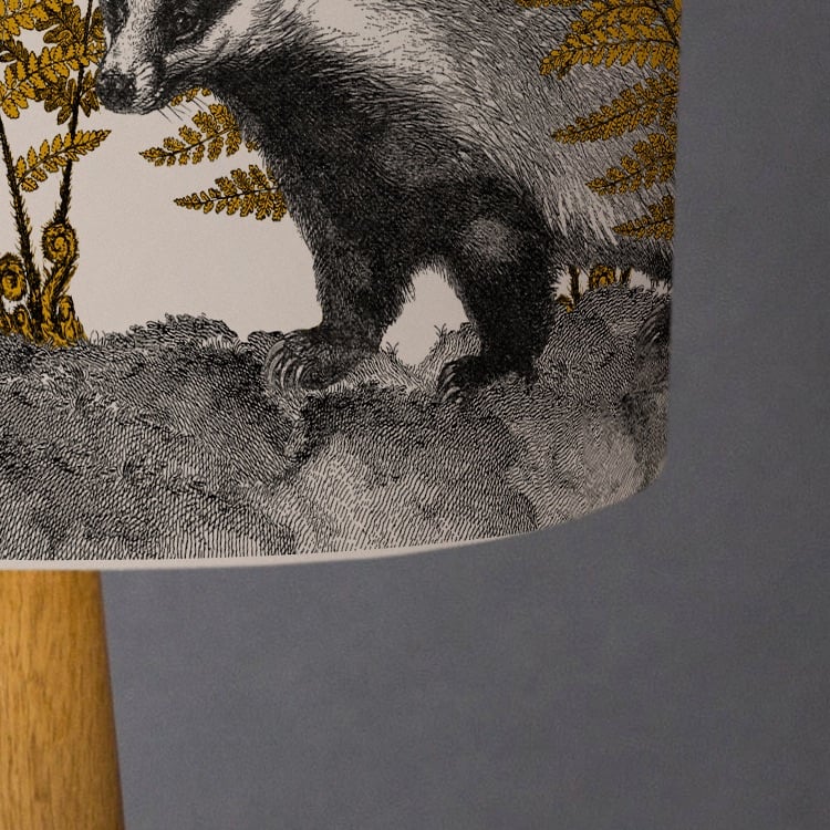 Badgers in Bracken Lampshade