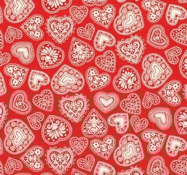 Makower - Scandi III - Hearts - Red