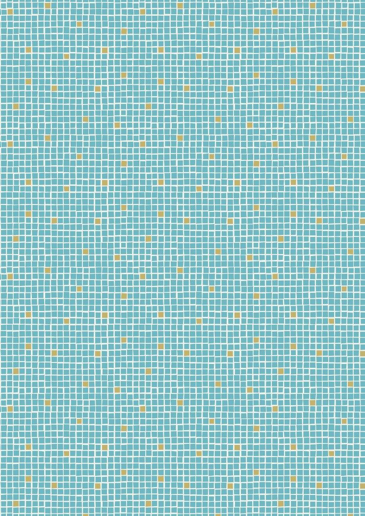 Lewis & Irene - Turquoise little tiles with gold metalic