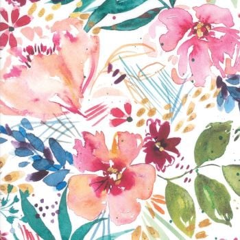 Moda - Brightly Blooming Digital by Create Joy Project - White Largest piece 1 metre