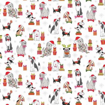 Makower - Yappy - Christmas Dogs scattered on cream