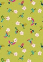 Lewis & Irene - Hibiscus Hummingbird - Scattered Hummingbirds on tropical green