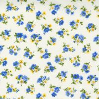 Moda - Summer Breeze - small blue/yellow flowers on Ivory - multi