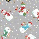 Makower - Christmas Merry - Snowmen on Light Grey