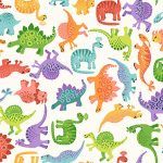 Makower - Dino Friends - Fitted Scatter cream