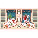 Makower - Large Christmas Stocking panel - Multi with metallic highlights