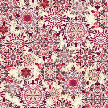 Makower - Enchanted Christmas - large vintage pattern red with gold highlights