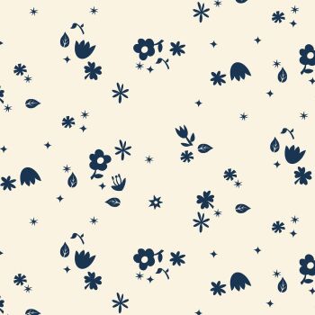 Makower - Birdie by Libs Elliott - Cut Flowers Milk