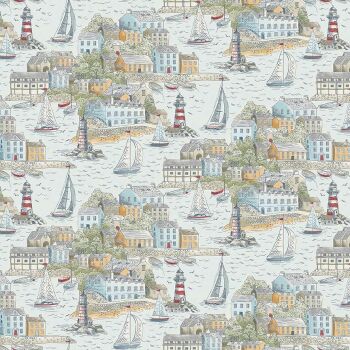 Makower - High Tide - Harbour View on Light Blue