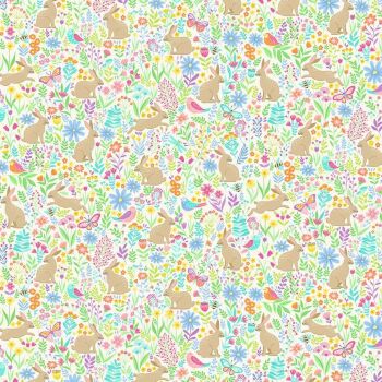Makower - Hello Spring - Bunny Meadow on Cream