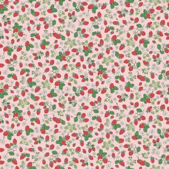 Makower - Afternoon Tea Time - Strawberry on Pink