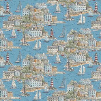 Makower - High Tide - Harbour View on Mid Blue