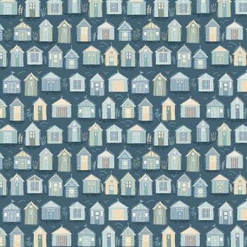 Makower - Driftwood - Beach Huts Blue