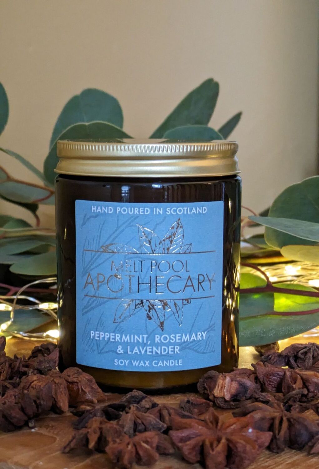 Peppermint, Rosemary & Lavender - Medium Amber Jar Candle