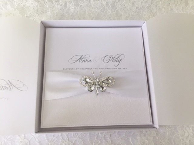 Butterfly wedding invitation in box