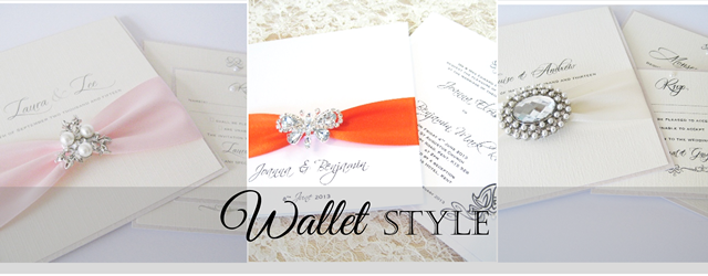 Pocketfold and wallet style wedding invitations