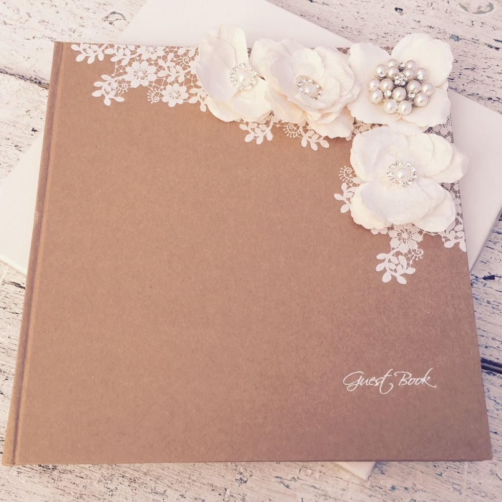 Silver and White Luxury Guest Book - Engraved