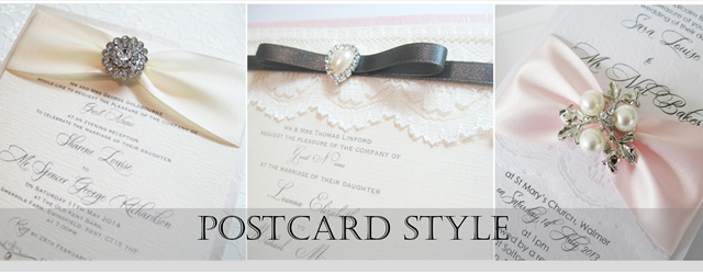Postcard style wedding invitations