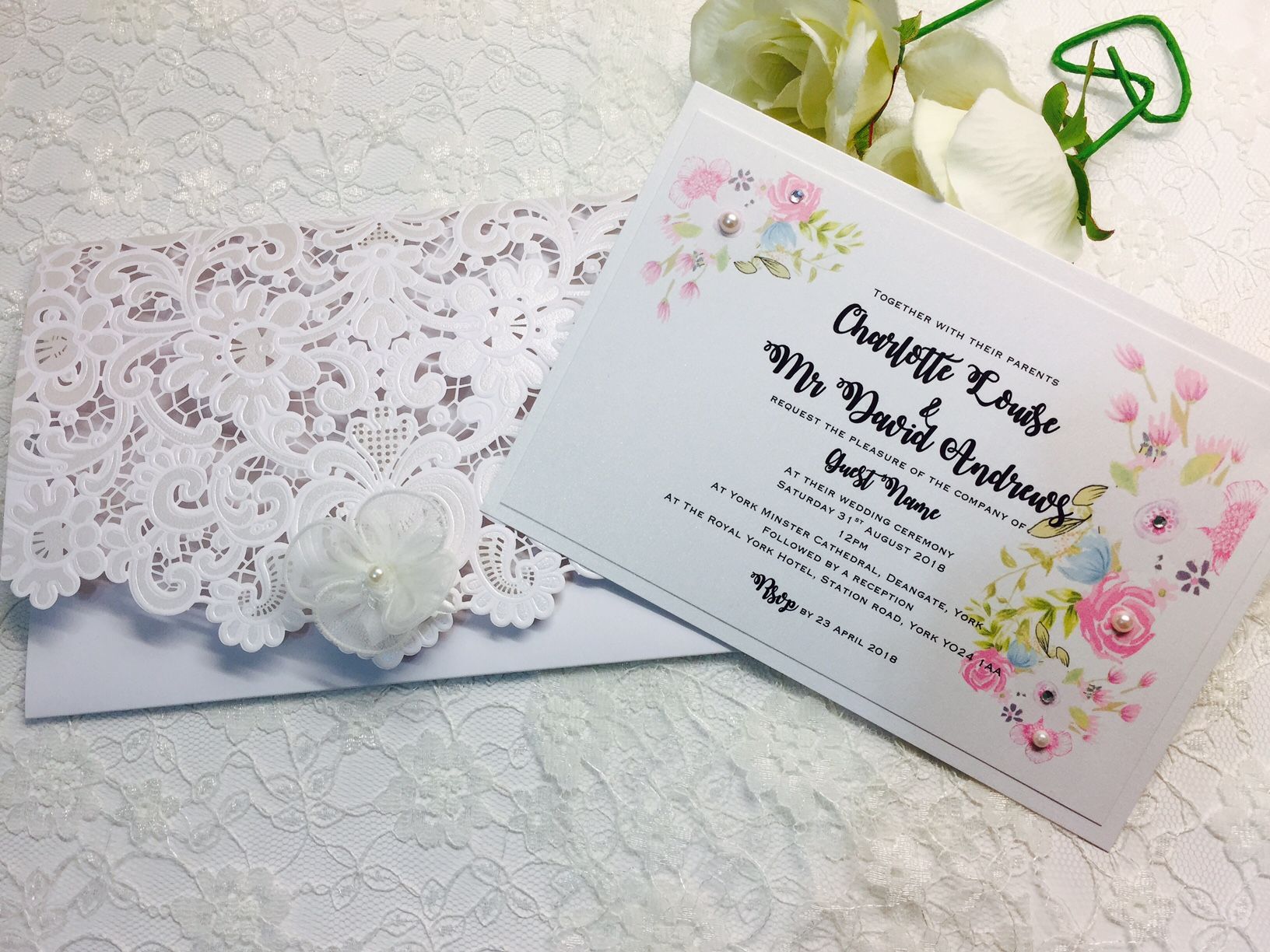 lace wallet envelope invitations