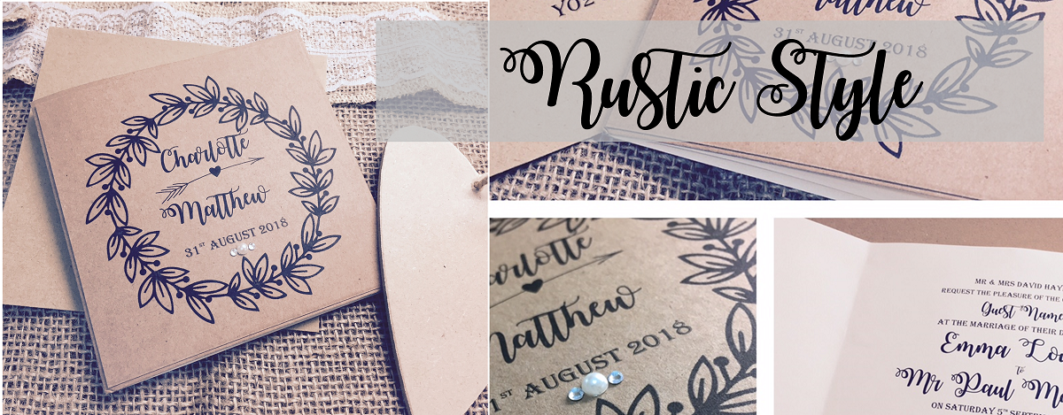 Rustic invitation designs created for rustic wedding themes