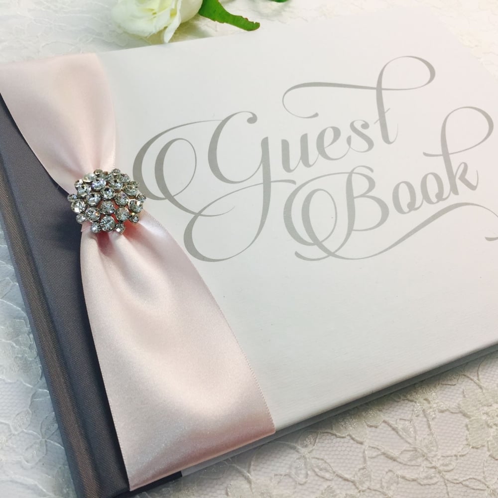 Personalised Silver and White Guest Book