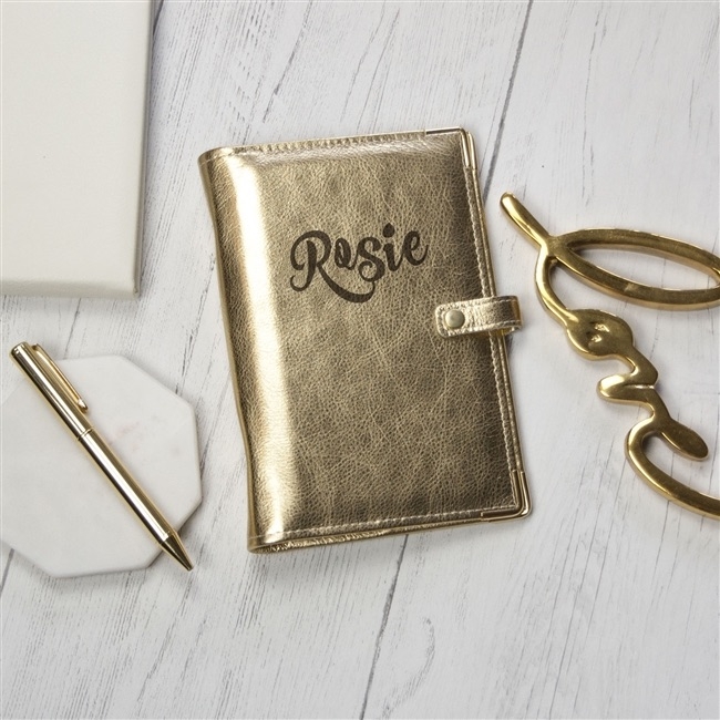 Gold Leather Wedding Organiser Personalised