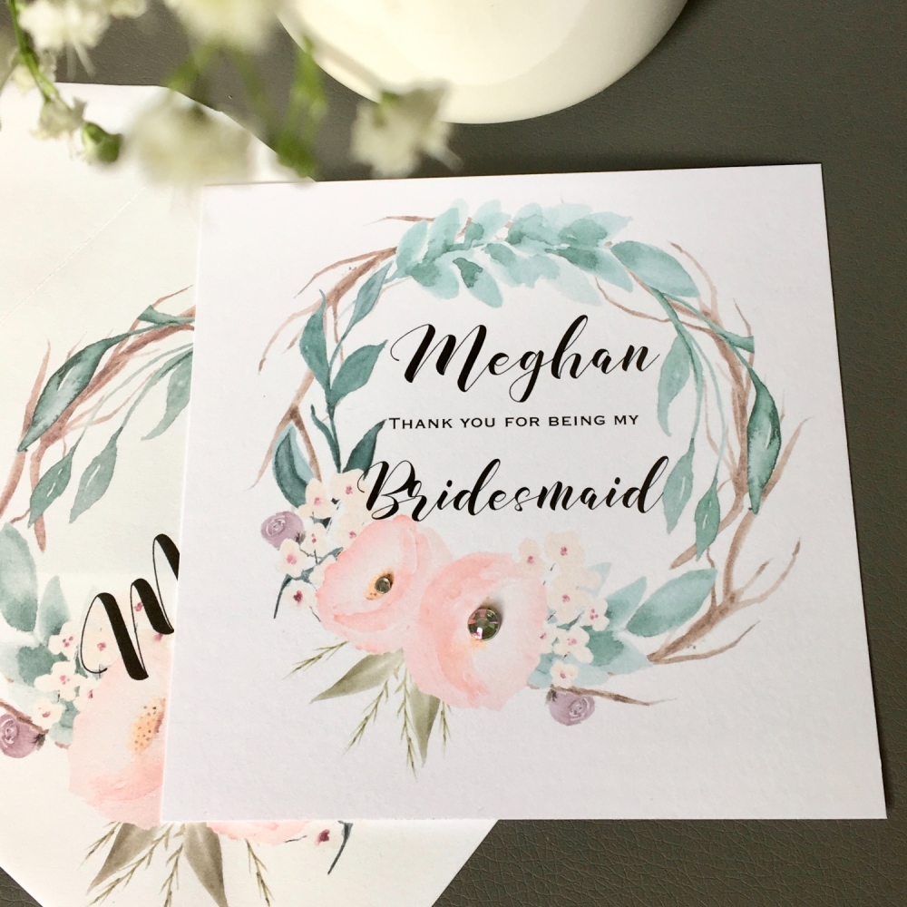 Bridesmaid Thank You Personalised Card