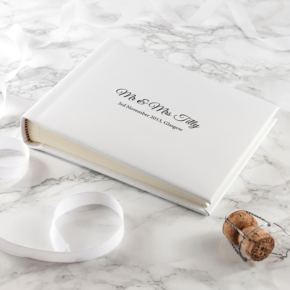 White Leather Wedding Photograph Album Personalised