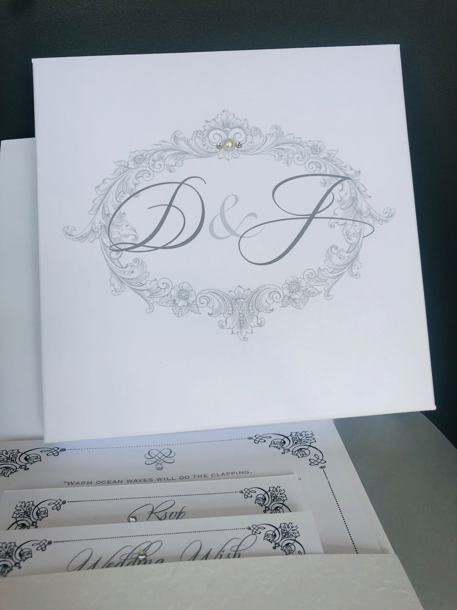 Monogrammed wedding invitation boxes