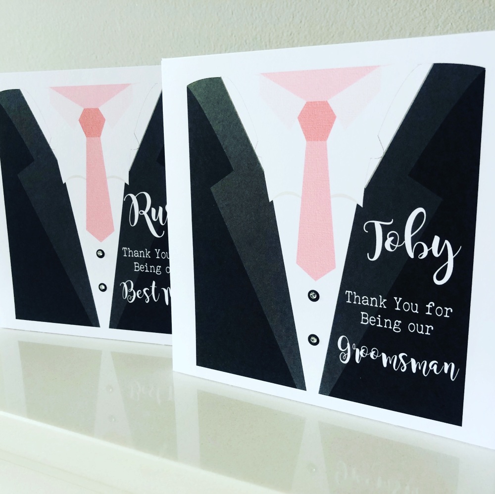 Groomsman Best Man Black Tie Thank you Card