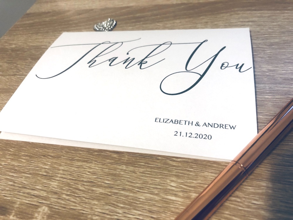 Personalised Wedding Thank You Cards with Swirly Font