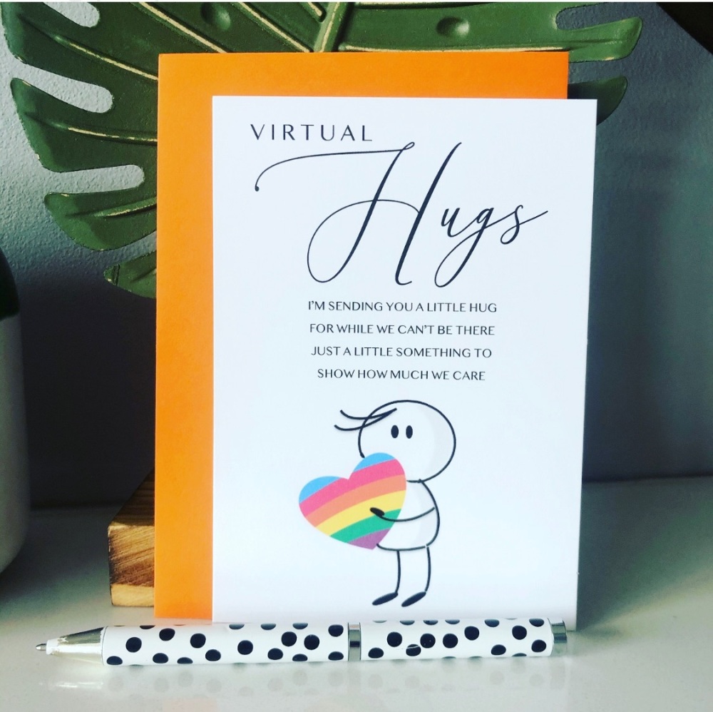 10 Virtual Hug Poem Cards Personalised with Envelopes