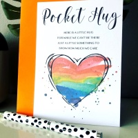 10 Rainbow Pocket Heart Hug Poem Keepsake Cards 
