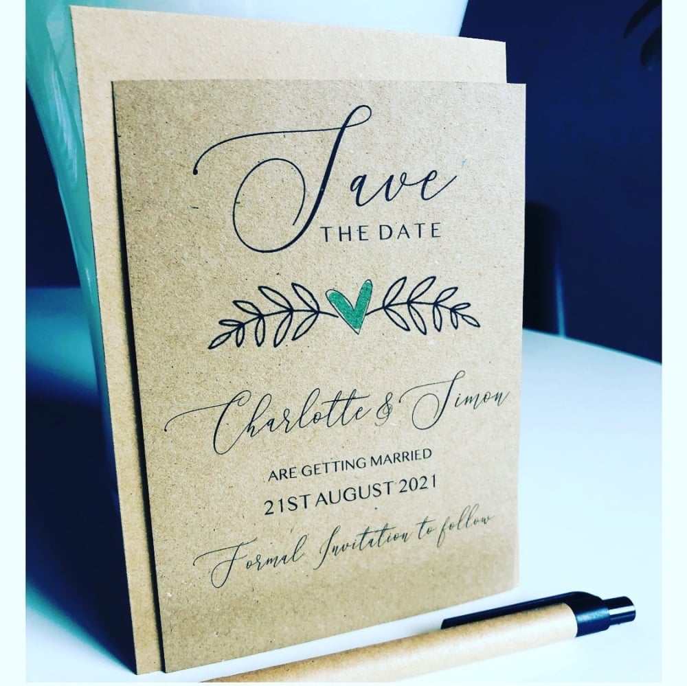 Rustic Greenery Save the Date Cards