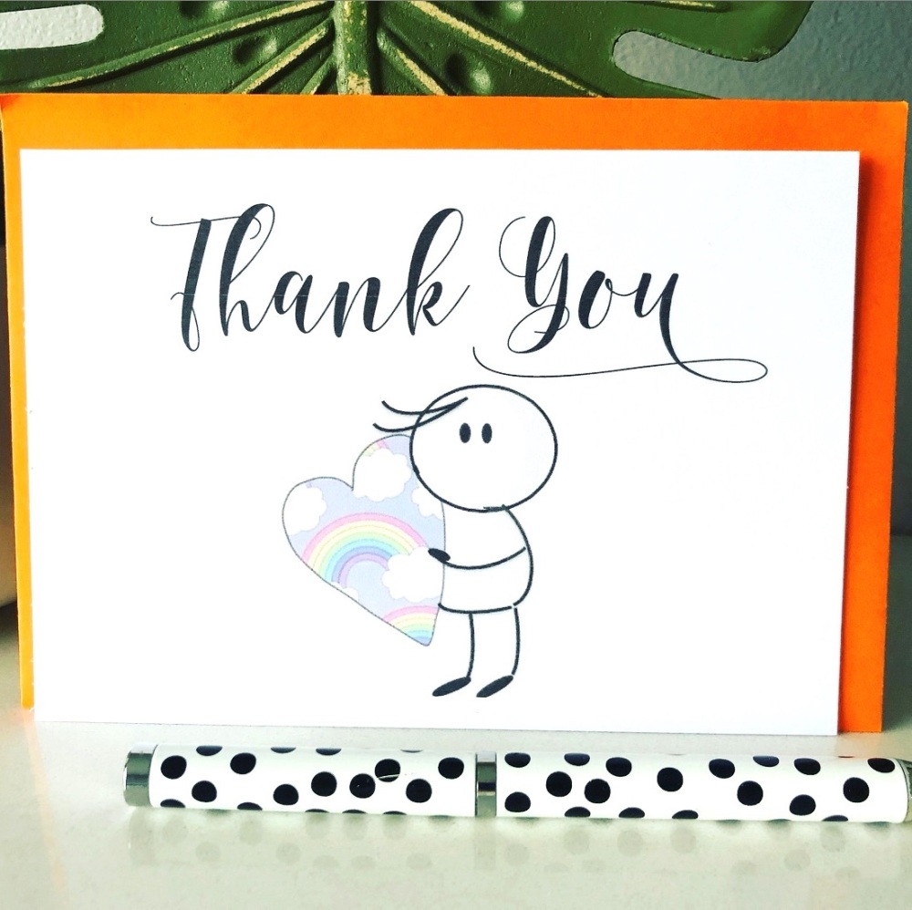 10 Thank You Cards A6 Folded Red Hug Design