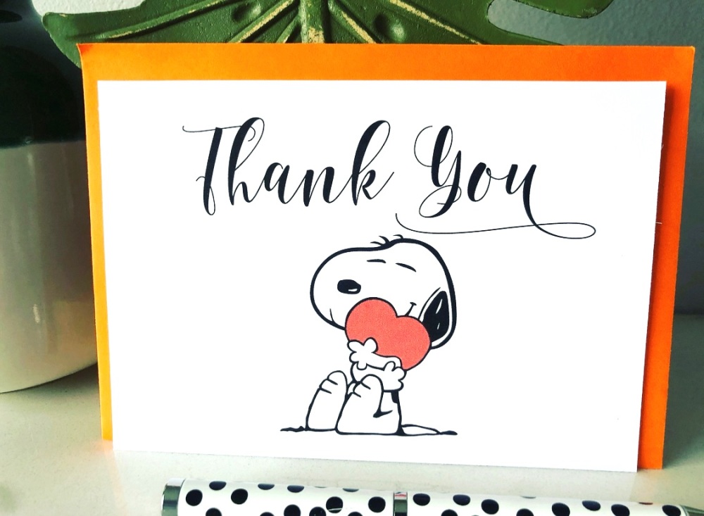 Blank Thank You Cards Pack A6 Folded Snoopy Hug Design