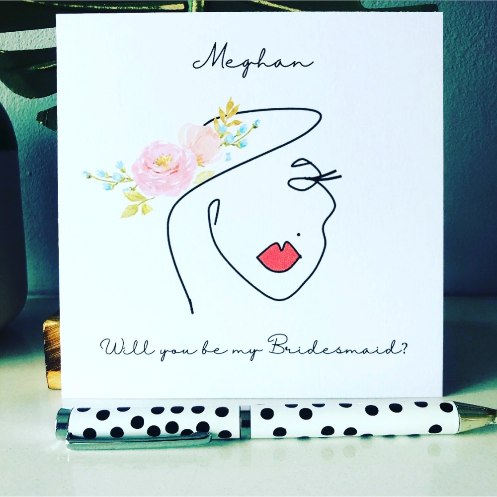Contemporary Will you be my Bridesmaid Personalised Card