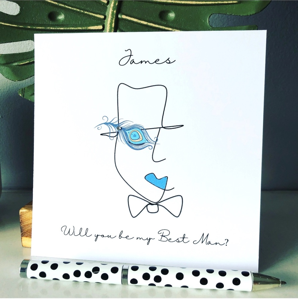 Contemporary Will you be my Best Man Personalised Card