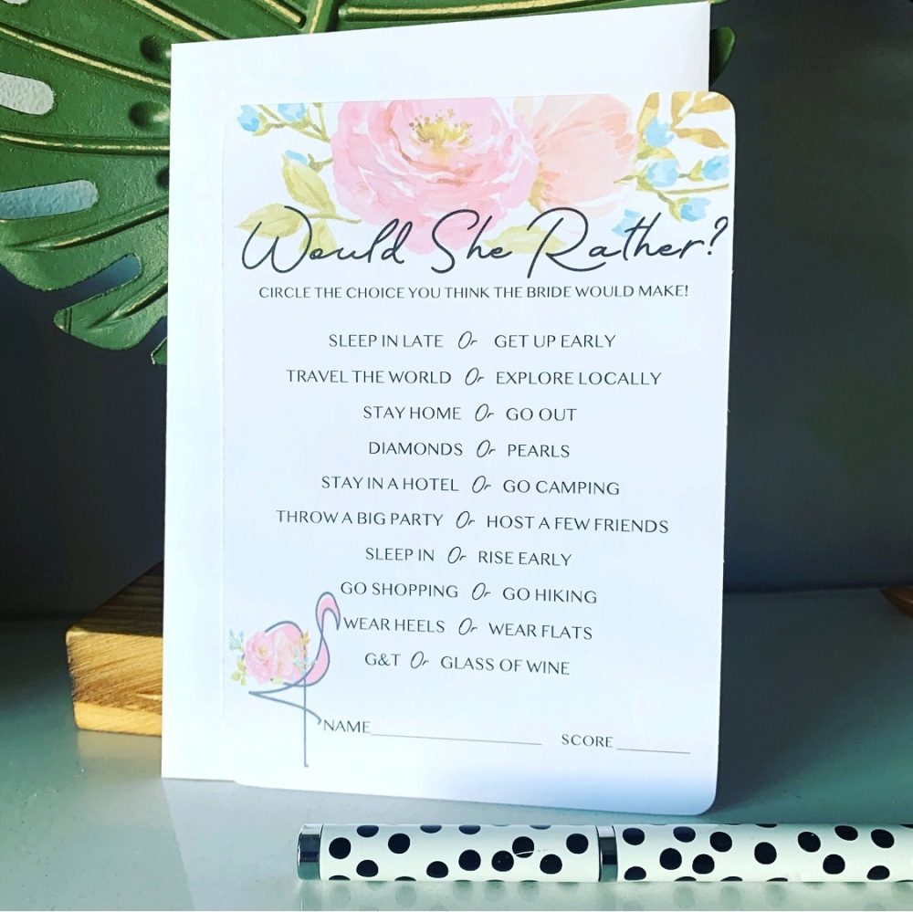 Would she Rather Hen Party Bridal Shower Card Game
