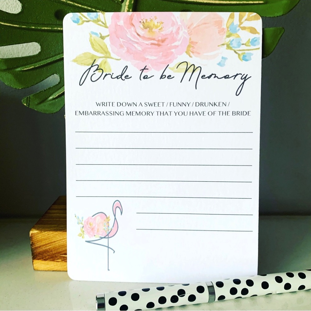 Bride to be Memory Cards Hen Bridal Shower Party