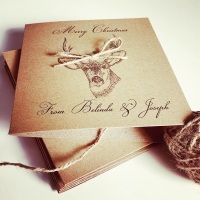Rustic Personalised Stag Christmas Cards Pack with Envelopes